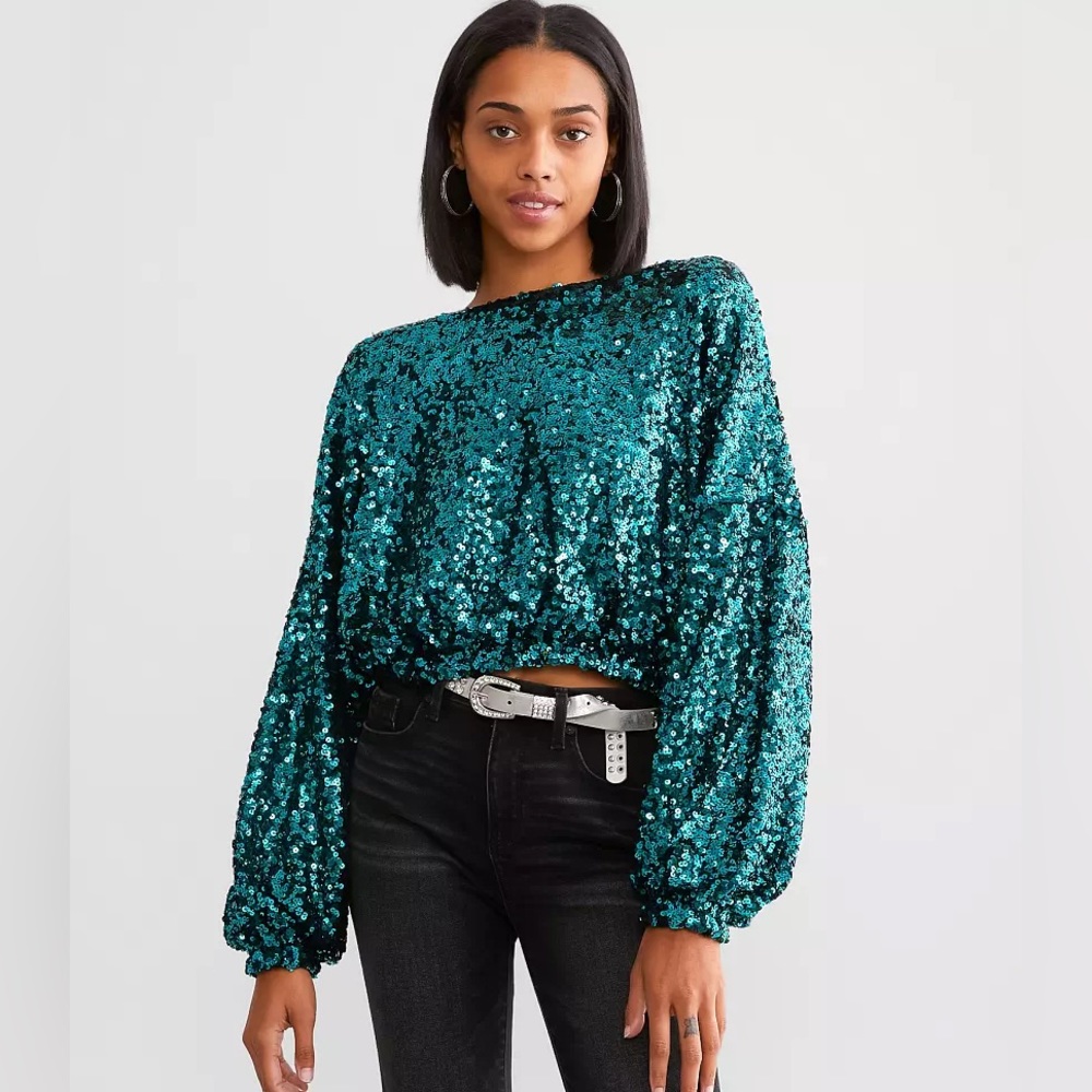 Buckle Sequin Top (Cropped)